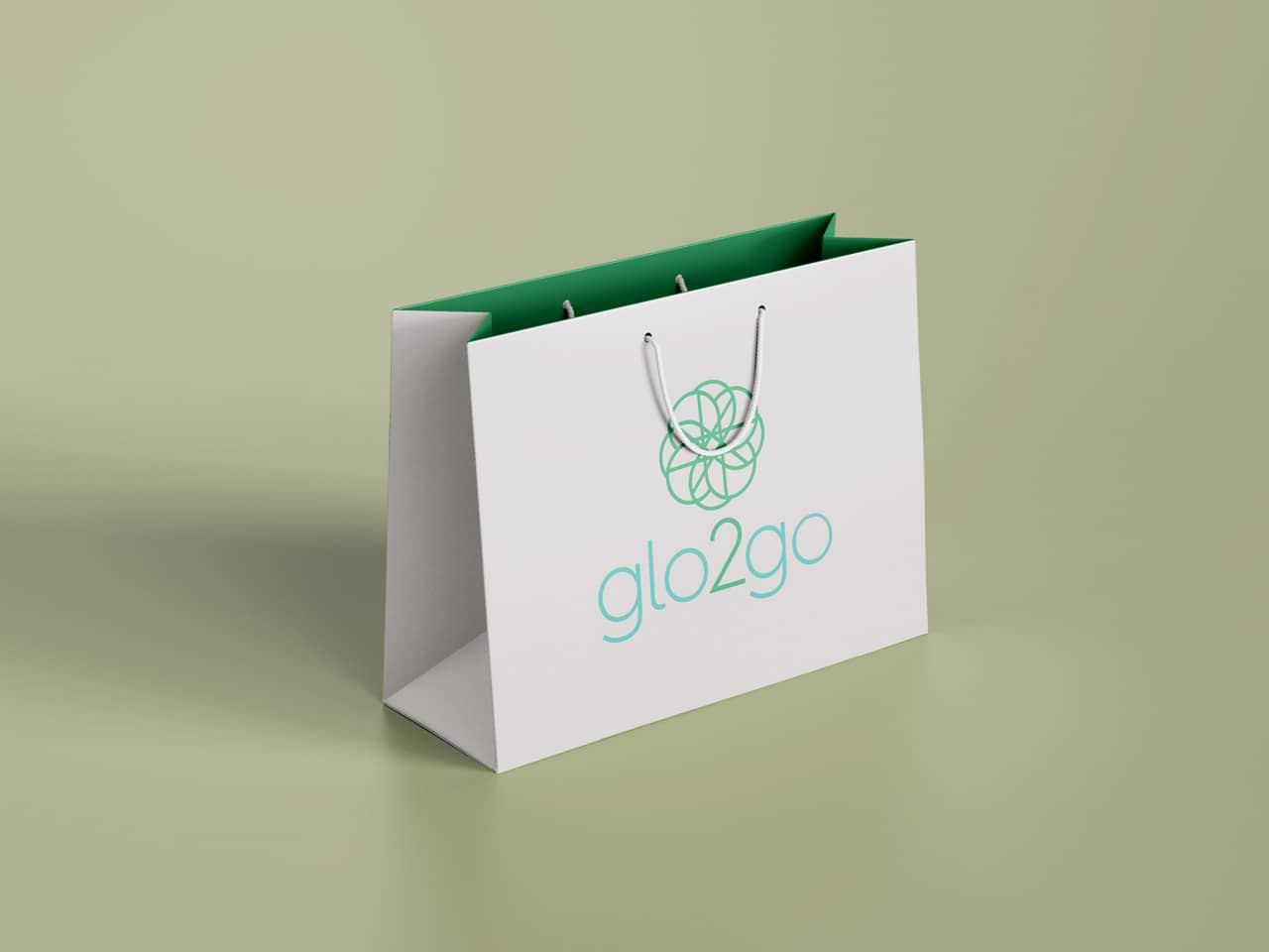 project glo2go logo on bag